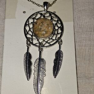 N005 Handmade Nebraska River Rock Dreamcatcher Necklace